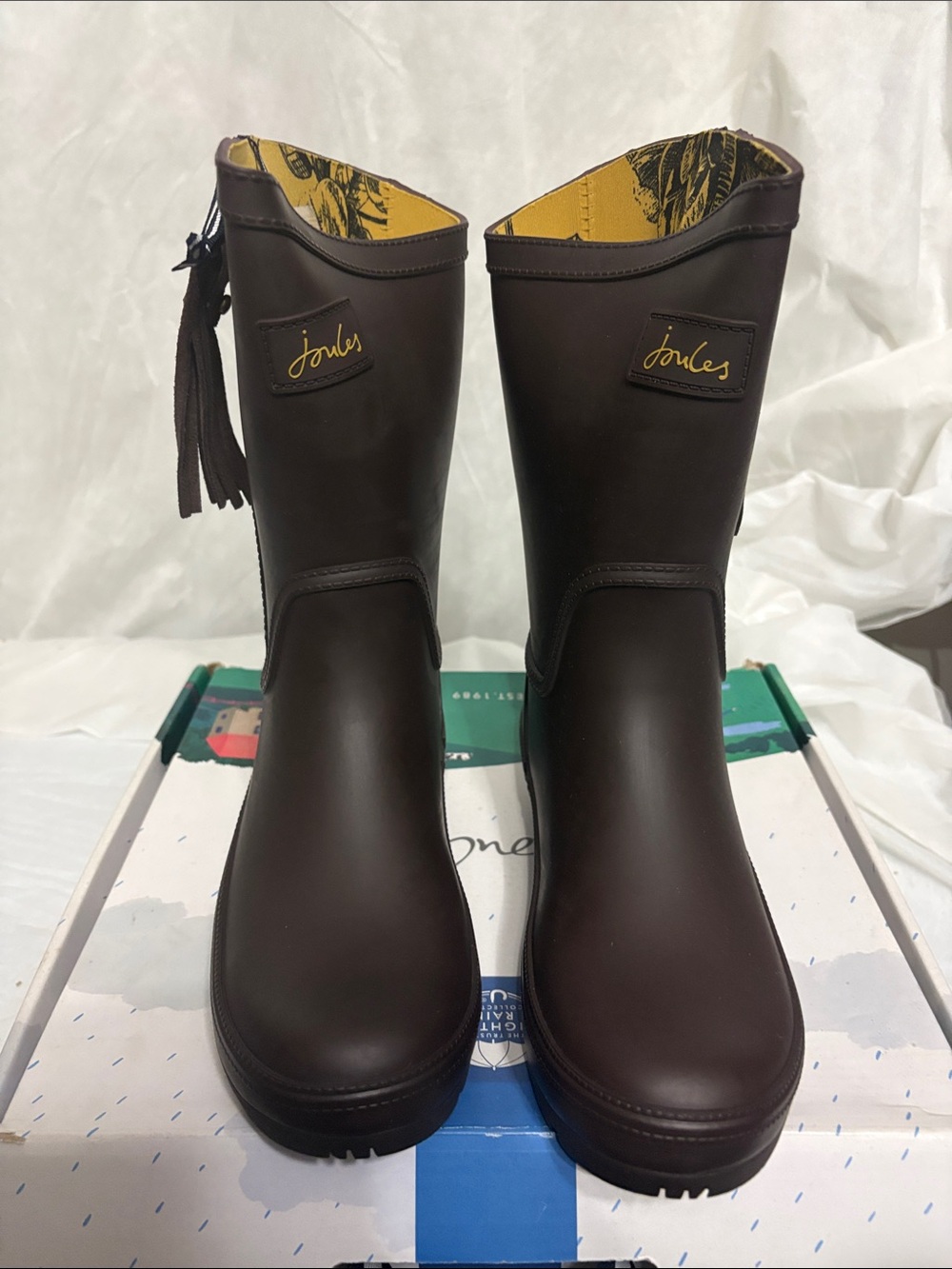 Joules Brown Mid-Calf Rain Boots size US 7 NWT